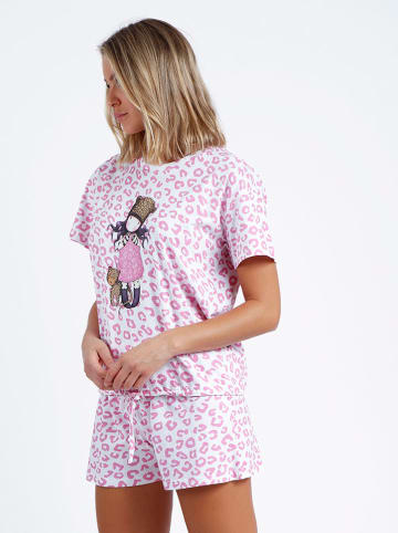 admas Pyjama in Rosa/ Weiß