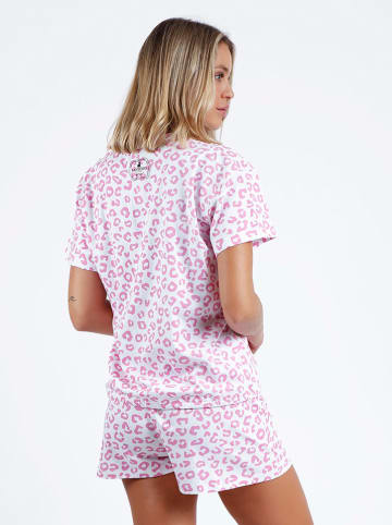 admas Pyjama in Rosa/ Weiß