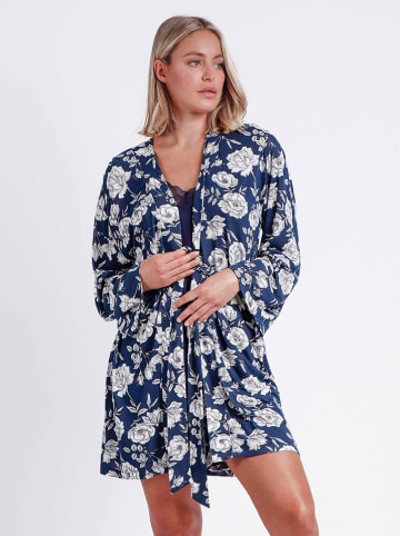 admas Kimono donkerblauw/wit