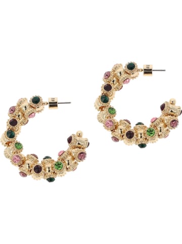 Otazu Pozłacane kolczyki-półkreole z kryształami Swarovski