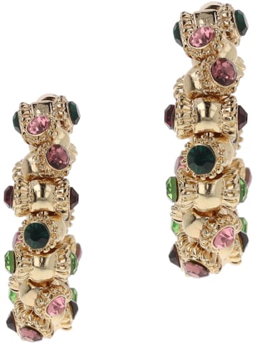 Otazu Pozłacane kolczyki-półkreole z kryształami Swarovski