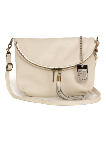 Lucca Baldi Leren schoudertas crème - (B)24 x (H)18 x (D)4 cm