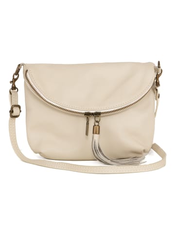 Lucca Baldi Leren schoudertas crème - (B)24 x (H)18 x (D)4 cm
