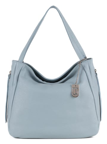 Lucca Baldi Leder-Schultertasche in Hellblau - (B)34 x (H)29 x (T)15 cm