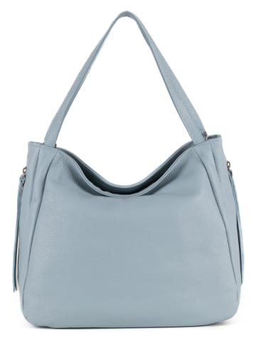 Lucca Baldi Leder-Schultertasche in Hellblau - (B)34 x (H)29 x (T)15 cm