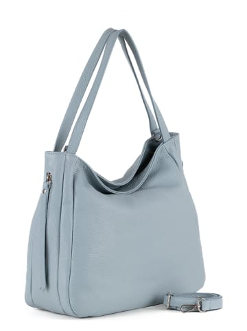 Lucca Baldi Leder-Schultertasche in Hellblau - (B)34 x (H)29 x (T)15 cm