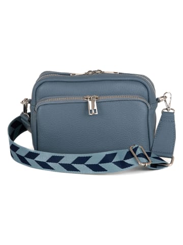 Lucca Baldi Leren schoudertas blauw B 19 x H 15 x D 7 cm goedkoop kopen limango