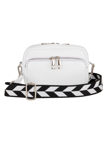 Lucca Baldi Leren schoudertas wit - (B)19 x (H)15 x (D)7 cm