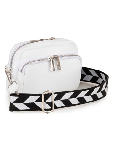 Lucca Baldi Leren schoudertas wit - (B)19 x (H)15 x (D)7 cm