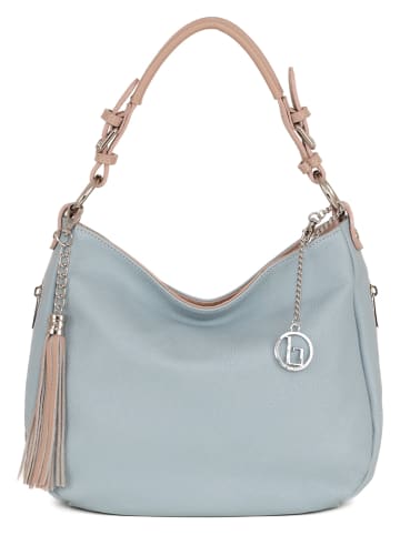 Lia Biassoni Leder-Schultertasche in Hellblau - (B)36 x (H)26 x (T)10 cm