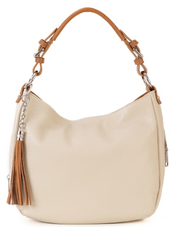 Lia Biassoni Leder-Schultertasche in Beige - (B)36 x (H)26 x (T)10 cm
