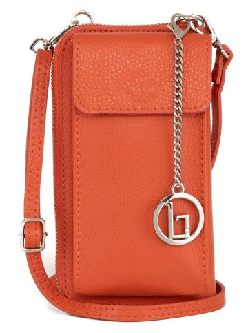 Lia Biassoni Leder-Umhängetasche in Orange - (B)11 x (H)19 x (T)4 cm