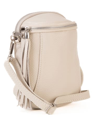 Lia Biassoni Leder-Umhängetasche in Creme - (B)15 x (H)20 x (T)4 cm