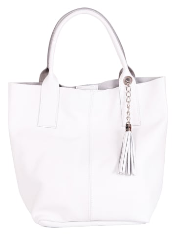 Pia Sassi Leder-Shopper in Weiß - (B)28 x (H)35 x (T)17 cm