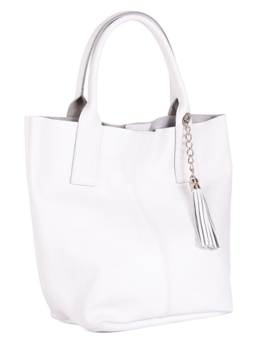 Pia Sassi Leder-Shopper in Weiß - (B)28 x (H)35 x (T)17 cm