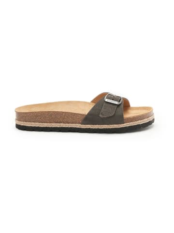 Mandel Leren slippers grijs
