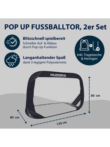 Hudora 2er-Set: Fußballtor "Pop Up" in Schwarz - ab 4 Jahren