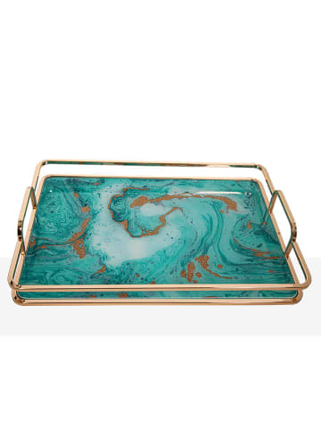 Romimex Taca w kolorze zielono-złotym - 38 x 26 x 6 cm