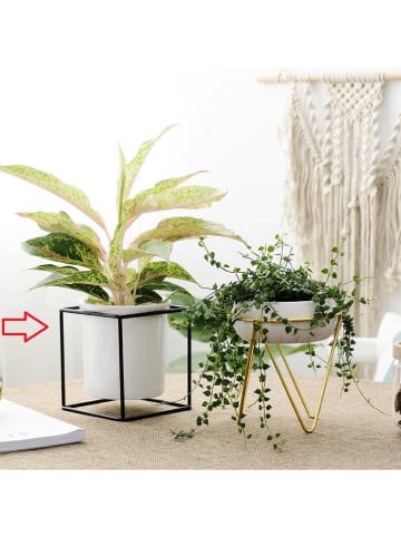 Romimex Bloempot wit/zwart - (B)13 x (H)15 x (D)13 cm