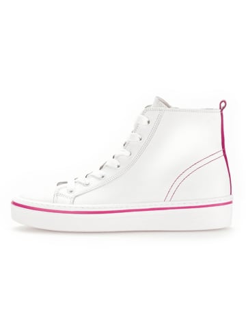 Gabor Leder-Sneakers in Weiß/ Pink