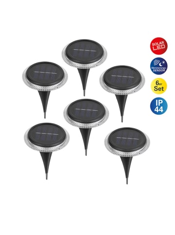 näve 6-delige set: ledsolartuinstekers "Kane" zwart - (H)11 cm
