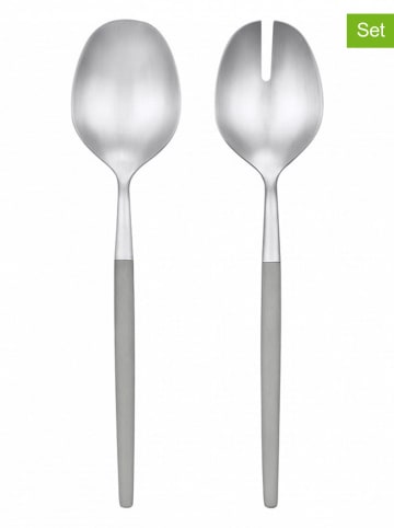 Blomus 2tlg. Set: Salatbesteck "Maxime" in Hellgrau/ Silber - (H)28 cm