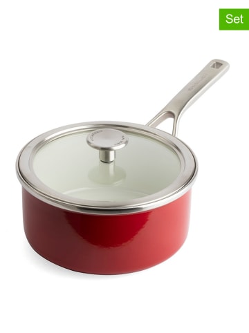 KitchenAid 2tlg. Set: Stielkasserolle "Core Enamel" in Rot - Ø 18 cm