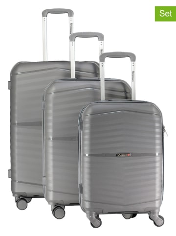 Geographical Norway 3tlg. Hardcase-Trolleyset "Saopaolo" in Grau