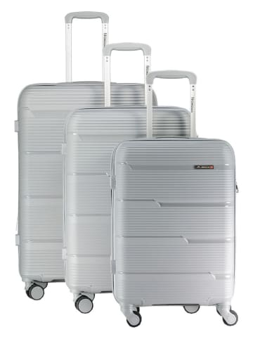 Geographical Norway 3-delige hardcase-trolleyset "Scotch" zilverkleurig