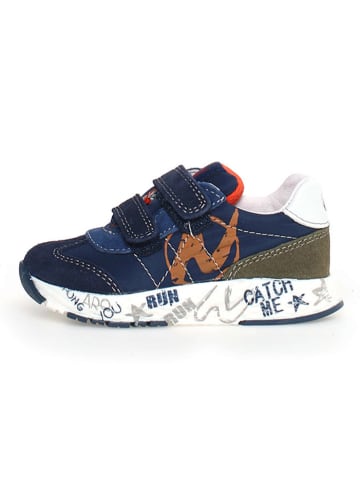 Naturino Skórzane sneakersy "Jesko 2" w kolorze niebiesko-oliwkowo-białym