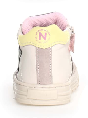 Naturino Skórzane sneakersy "Hess" w kolorze kremowo-jasnoróżowym