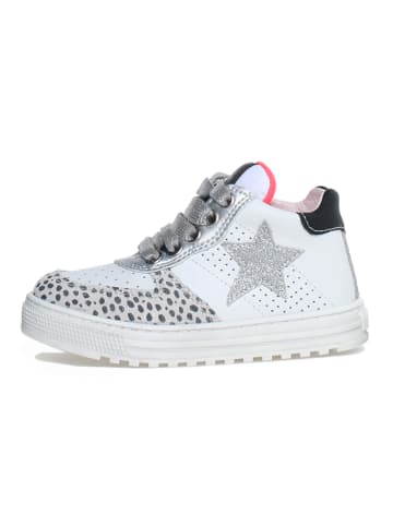 Naturino Leren sneakers "Hess" wit/zilverkleurig