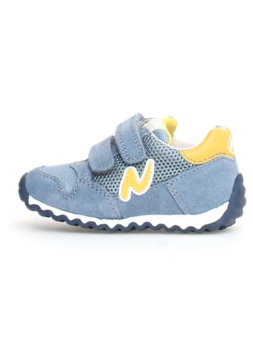 Naturino Skórzane sneakersy "Sammy 2" w kolorze błękitno-żółtym