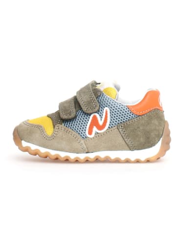 Naturino Skórzane sneakersy "Sammy 2" w kolorze oliwkowym ze wzorem