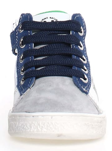 Naturino Leder-Sneakers "Pinn" in Grün/ Hellblau
