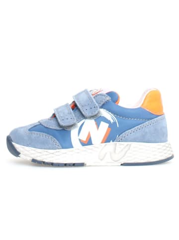 Naturino Skórzane sneakersy "Jesko 2" w kolorze błękitno-pomarańczowym