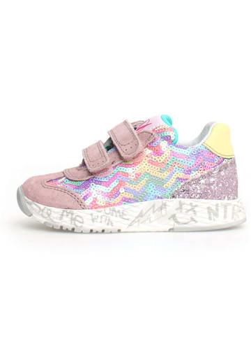 Naturino Skórzane sneakersy "Jesko 2" w kolorze jasnoróżowym ze wzorem