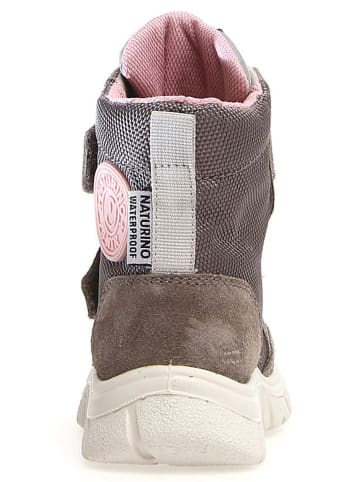 Naturino Skórzane botki "Geminae 2" w kolorze ciemnoszaro-jasnoróżowym