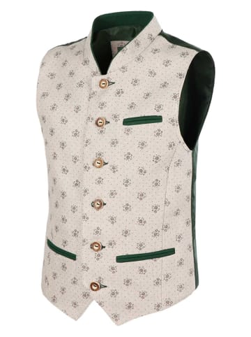 G.O.L.® FINEST COLLECTION Leinen-Weste in Beige/ Dunkelgrün