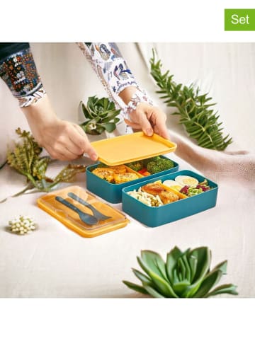 Violeta Home Pudełka (2 szt.) w kolorze niebiesko-żółtym na lunch - 18,5 x 11 x 5 cm