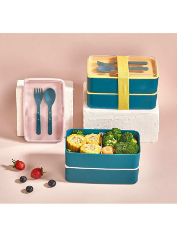 Violeta Home 2tlg. Set: Lunchbox in Blau/ Gelb - (B)18,5 x (H)11 x (T)5 cm