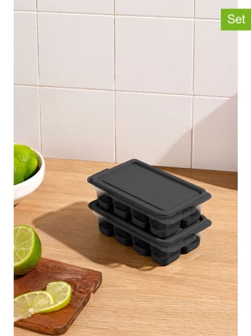Violeta Home 2er-Set: Eiswürfelformen in Anthrazit - (B)12 x (H)7,5 x (T)3,5 cm