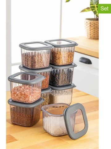 Violeta Home 9-delige set: voorraaddozen antraciet - (B)10 x (H)10 x (D)9,5 cm