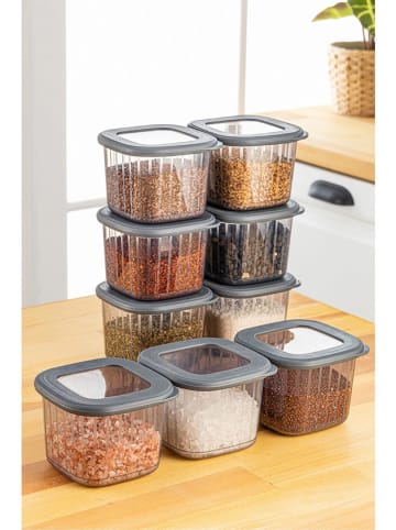 Violeta Home 9-delige set: voorraaddozen antraciet - (B)10 x (H)10 x (D)9,5 cm