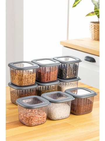 Violeta Home 9-delige set: voorraaddozen antraciet - (B)10 x (H)10 x (D)9,5 cm