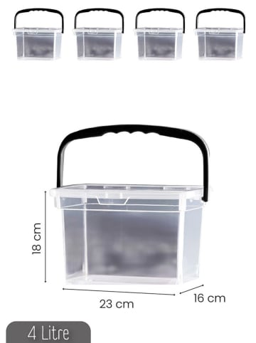 Violeta Home 4-delige set: opbergdozen transparant - (B)16 x (H)23 x (D)18 cm