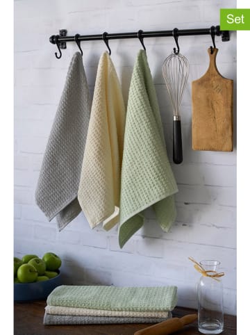 Violeta Home 6-delige set: theedoeken grijs/geel/groen - (L)66 x (B)40 cm