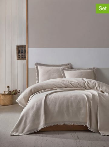 Colourful Cotton 3-delige bedspreiset "Grace" beige