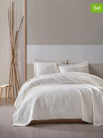 Colourful Cotton 3tlg. Tagesdecken-Set "Grace" in Creme