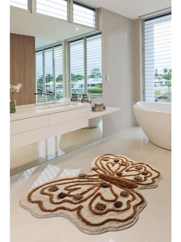 Colourful Cotton Badmat "Kelebek" beige/bruin